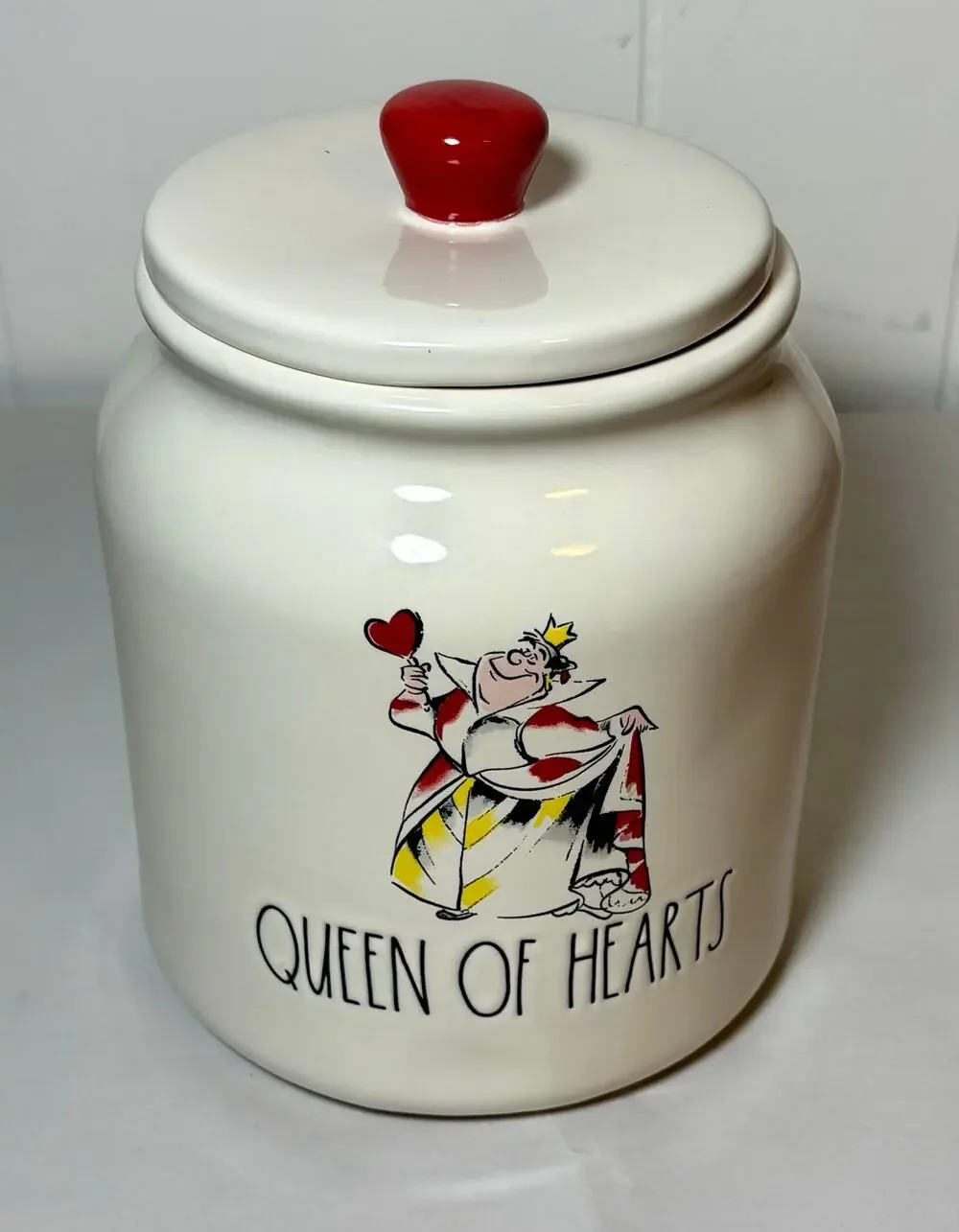 Rae Dunn Disney Queen of Hearts Large Canister w/Lid Artisan Collection Magenta